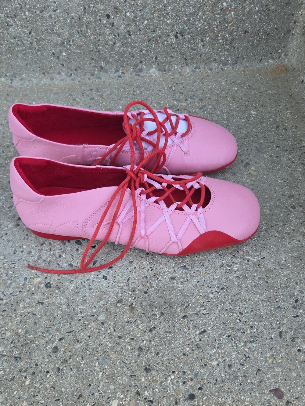 Jeffrey Campbell Pink and Red Ballet Flats with Elegant Design